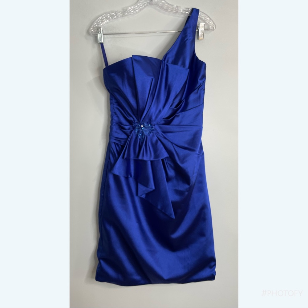 Lightinthebox.com Royal Blue One Shoulder Semi-Formal Cocktail Dress Bling S 4-6